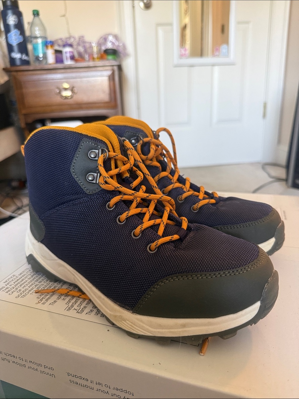 all in motion Navy and Orange High-Top Hiking Boots